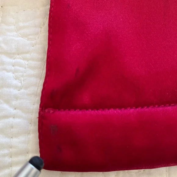 Velvet Burnout Satin Wrap Robe Long Shawl Collar Belt Pockets Women M Red Floral - Picture 17 of 17